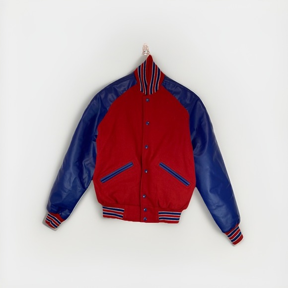 Omni Sports Other - OMNI SPORTS Men's WOOL / LEATHER SLEEVE RED/BLUE VARSITY LETTERMAN JACKET - S